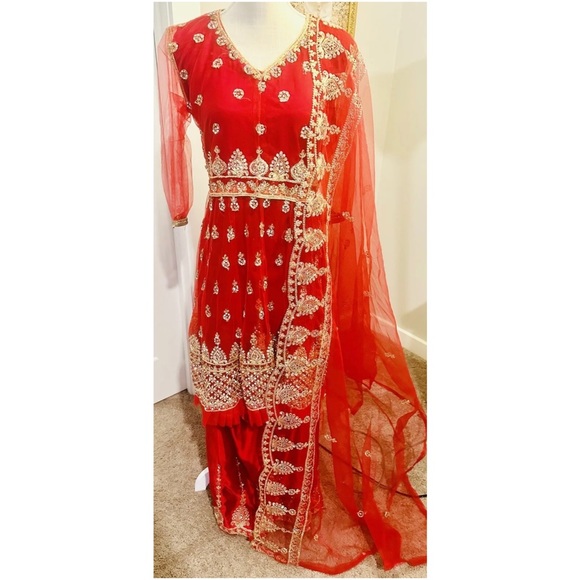 Fancy Party Pakistani Indian Dress Salwar Kameez L / XL / 44 Frock Peplum - Picture 4 of 8